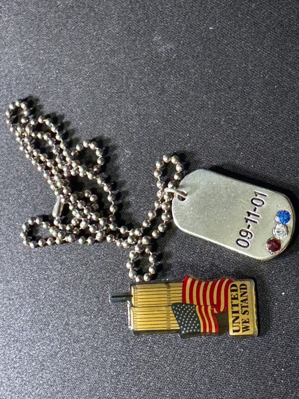 Vintage 9-11-01 Lot Dog Tags, Twin Towers Commemorative Pin